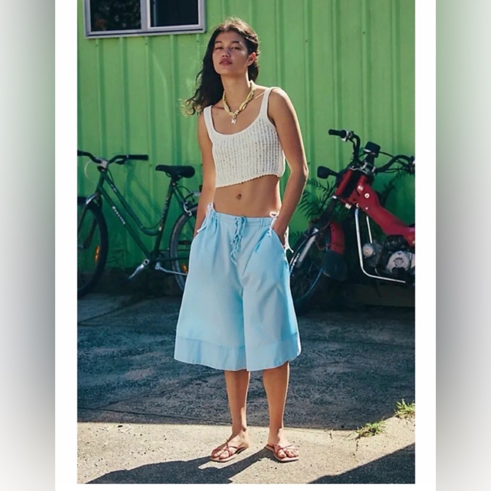 Free-est Free People Menorca Slouchy Capris Culottes Light Blue Size S New